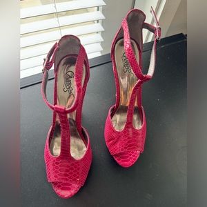 Carlos Santana bright pink peep toe strappy heels Size 6.5 good used condition